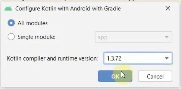 Configuring Kotlin in Android Studio